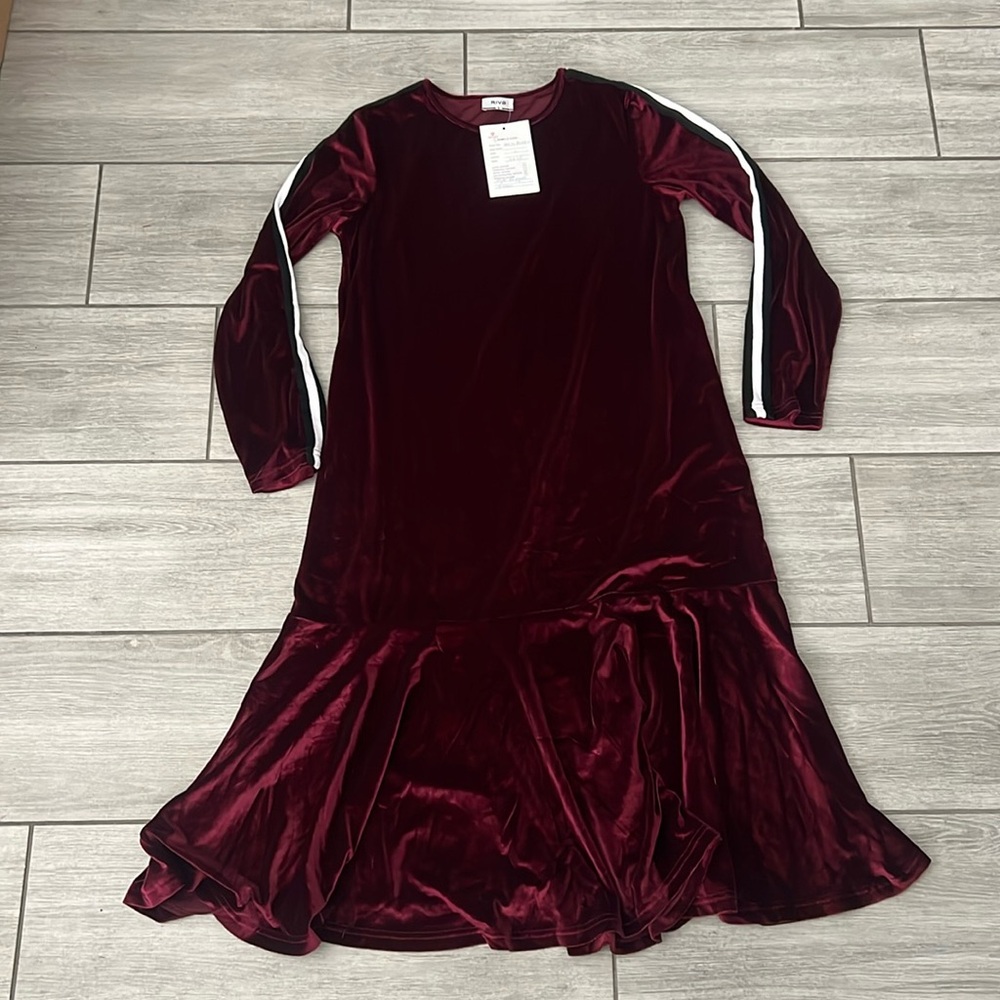 Riva RARE Red Velvet Midi Dress Sample Size Small NWT